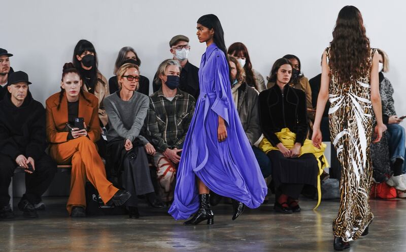 Models wearing the Proenza Schouler collection at the fashion week. AP