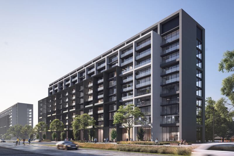 Construction will begin immediately on Nasaq District, a cluster of six apartment buildings in Aljada, Sharjah’s largest mixed-use community. Photo: Arada