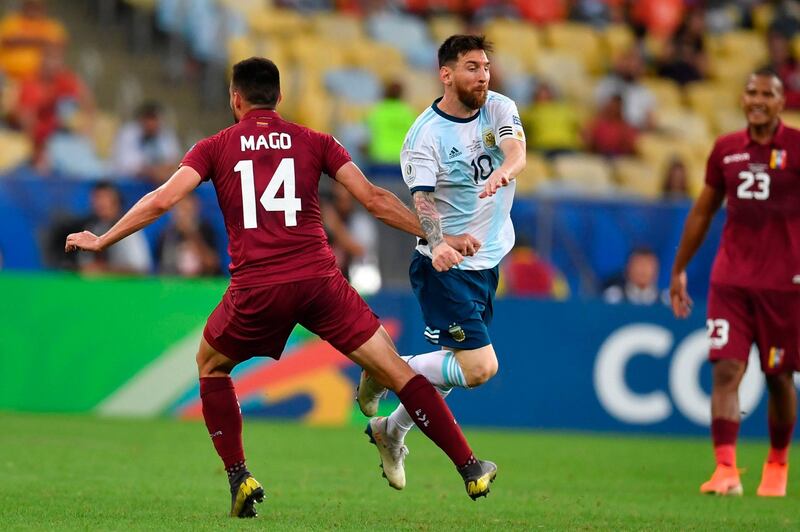 Lionel Messi in action against Venezuela during the Copa America Brazil 2019 quarter-final. AFP