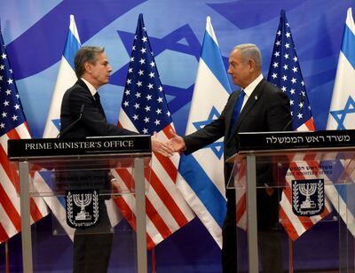 US Secretary of State Antony Blinken and Israeli Prime Minister Benjamin Netanyahu after their meeting in Jerusalem in January. Reuters
