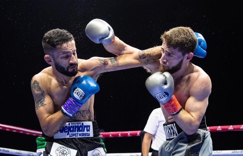 Bader Samreen of Jordan, right, takes on Jose Gonzales of Mexico at the inaugural Rising Stars Arabia in Abu Dhabi. Ruel Pableo for The National