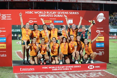 Australia's win. Australia take on Fiji in the final of the womens HSBC World Rugby Sevens series in Dubai on the third day of the Emirates Dubai 7s. Chris Whiteoak/ The National