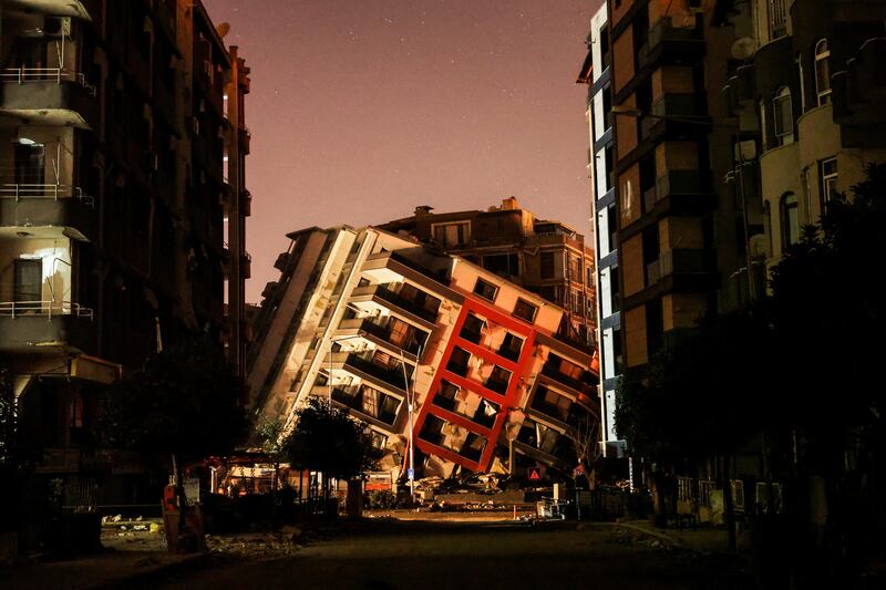 A tilted building in Antakya. Reuters