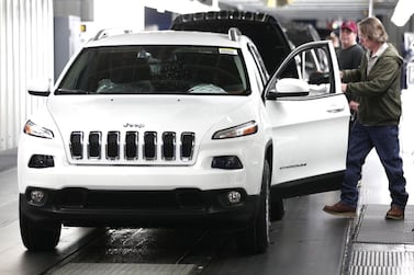 A Jeep Cherokee on the assembly line. Bill Pugliano / Getty Images / AFP