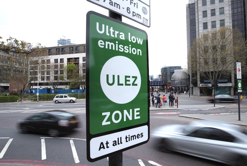 A sign for the ultra-low emission zone in London. PA