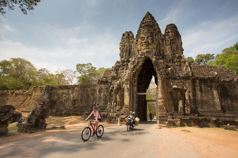 Cycling towards the Bayon Temple - Angkor 