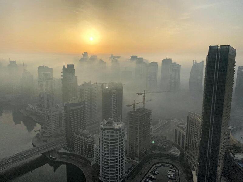 Fog in Dubai Marina on Wednesday morning. Ollie Maher