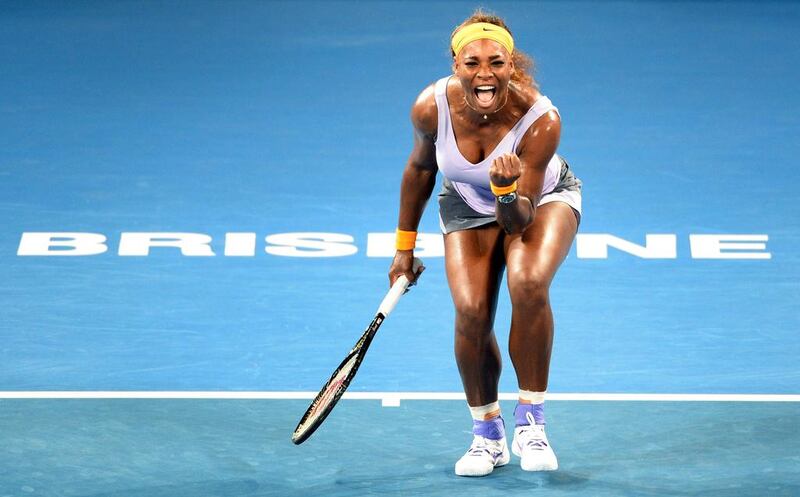 Serena Williams of the US celebrates her win over Maria Sharapova of Russia in their semi-final. William West / AFP