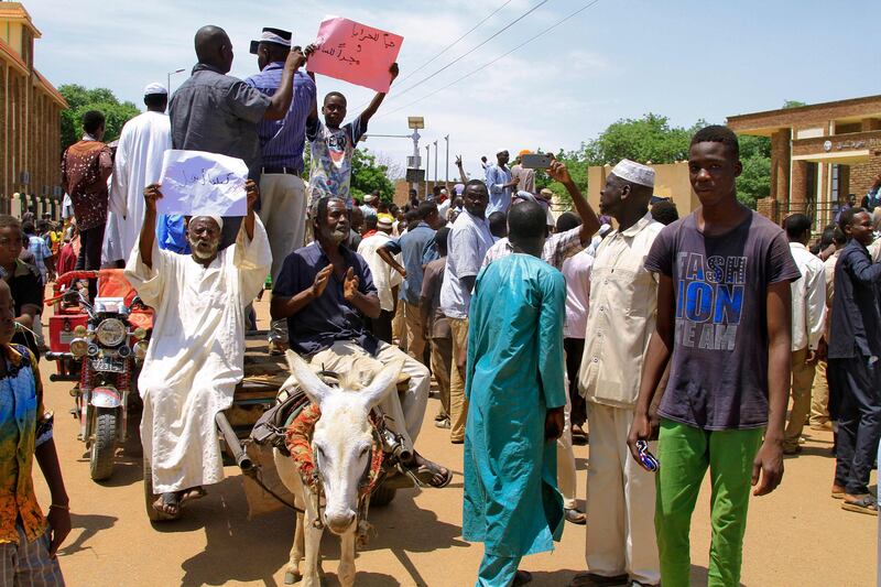 Hausa protesters in El Obeid, capital of North Kordofan state. AFP