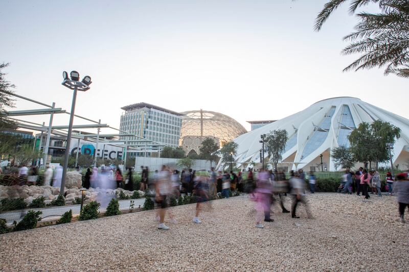 Crowds gather for the end of Expo 2020 Dubai. Ruel Pableo for The National