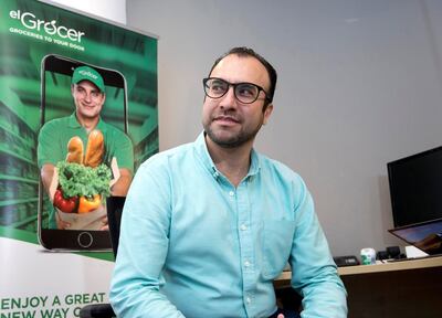 DUBAI, UNITED ARAB EMIRATES - Nader Amiri, CEO of elGrocer, Grocery shopping app at Nuumite Ventures,21E, Silver Tower, JLT.  Ruel Pableo for The National for David Dunn's story
