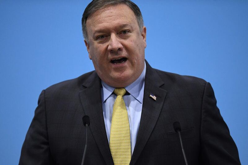 US Secretary of State Mike Pompeo speaks at a press conference on the sidelines of the 51st Association of Southeast Asian Nations (ASEAN) Ministerial Meeting (AMM) in Singapore on August 4, 2018.
Leaders, ministers and representatives are meeting in the city-state from August 1 to 4 for the ASEAN Ministerial Meeting (AMM). / AFP PHOTO / MOHD RASFAN