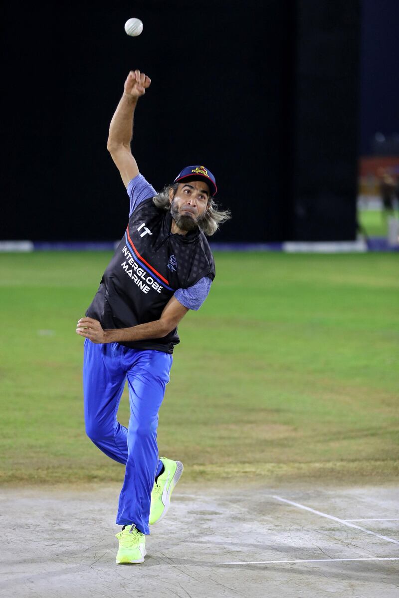 Dubai, United Arab Emirates - Reporter: Paul Radley. Sport. Cricket. Imran Tahir, South Africa and IPL star, playing local cricket in the UAE for Interglobe Marine. Monday, March 15th, 2021. Dubai. Chris Whiteoak / The National