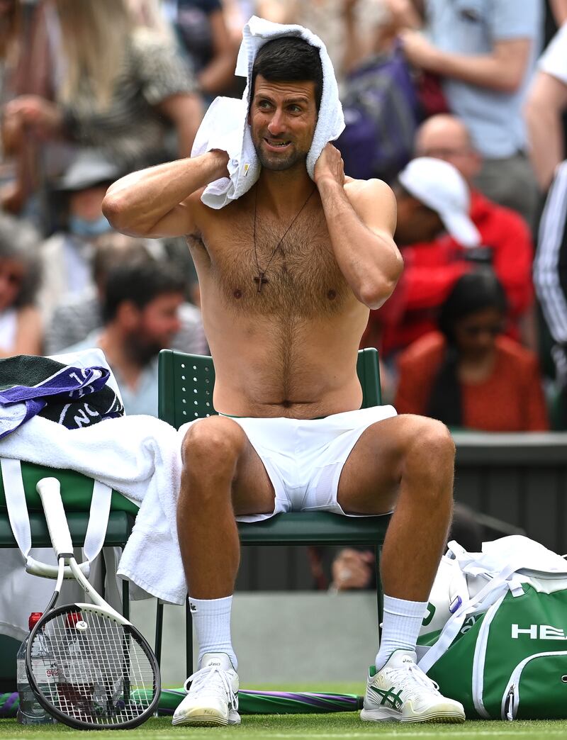 Novak Djokovic of Serbia during a break. EPA