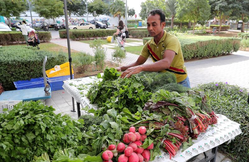 DUBAI , UNITED ARAB EMIRATES , January 18 – 2019 :- Organic vegetables at the Farmers Market held at the Bay Avenue in Business Bay in Dubai. (Pawan Singh / The National ) For News/Online/Instagram. Story by Patrick