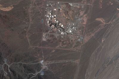 A satellite image of Iran's underground Natanz nuclear enrichment facility in Isfahan. Planet Labs PBC via AP