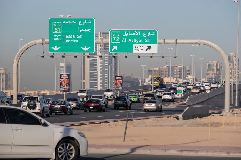 Morning traffic in Dubai. This year, the UAE working week has changed from Sunday-to-Thursday to Monday-to-Friday.