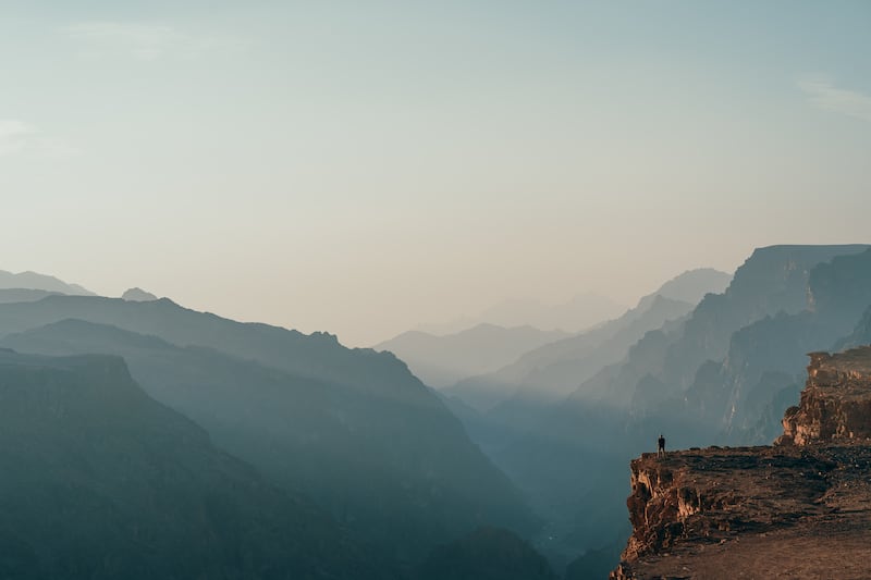 A canyon carves through the highlands of Neom