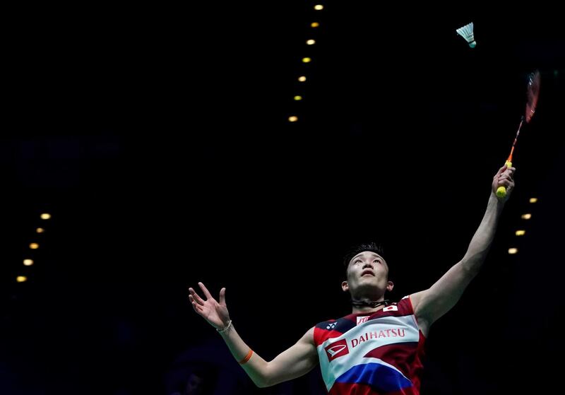 Japan's Kento Momota in action during his men's singles quarter final match against India's Srikanth Kidambi at the All England Open Badminton Championships at the National Indoor Arena, Birmingham, Britain. EPA