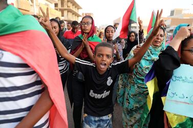 Sudanese students protest against the killing of five people in Al Obeid on Monday. EPA