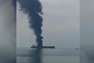 Four people were killed in an oil tanker fire off the coast of Sharjah. Courtesy:Wam