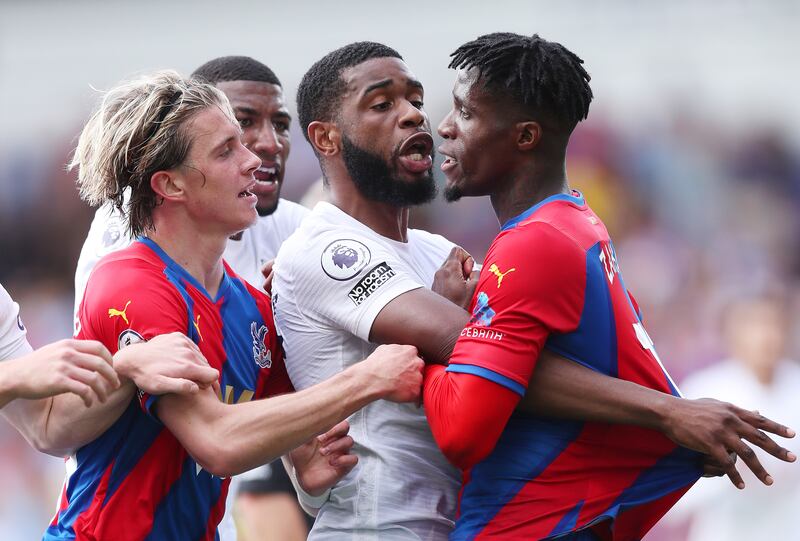 Japhet Tanganga - 4: Got himself booked for blatantly fouling Zaha and, moments after making a superb recovery clearance, got a second yellow for a reckless challenge on Ayew. He’d been brilliant beforehand, but the defender’s game will be remembered for a rash five-minute period. Getty