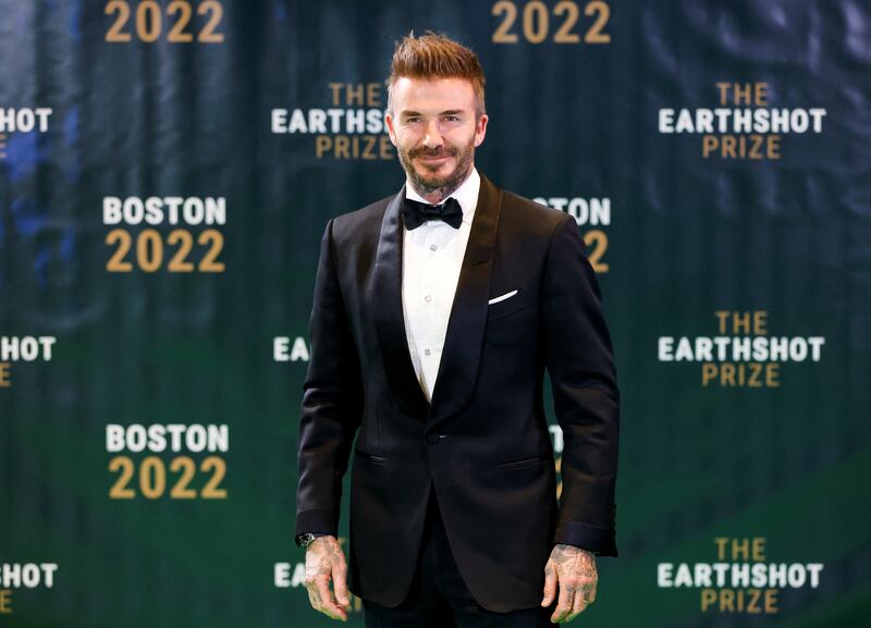 Retired footballer David Beckham arrives at the second annual Earthshot Prize awards. Reuters