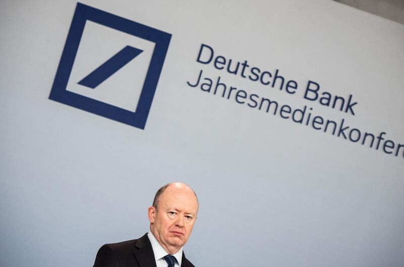 John Cryan, chief executive officer of Deutsche Bank AG, pauses during a fourth quarter results news conference in Frankfurt, Germany, on Friday, Feb. 2, 2018. Germany's largest lender just closed out another year in the red, with revenue that declined to the lowest in seven years in the fourth quarter. Photographer: Andreas Arnold/Bloomberg