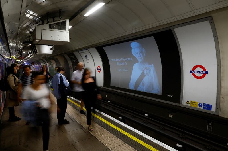 An image of Queen Elizabeth at Green Park Tube station. Reuters