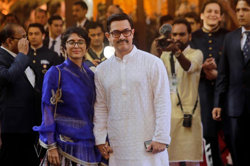 Bollywood actor Aamir Khan and his wife Kiran Rao at the wedding. AP Photo