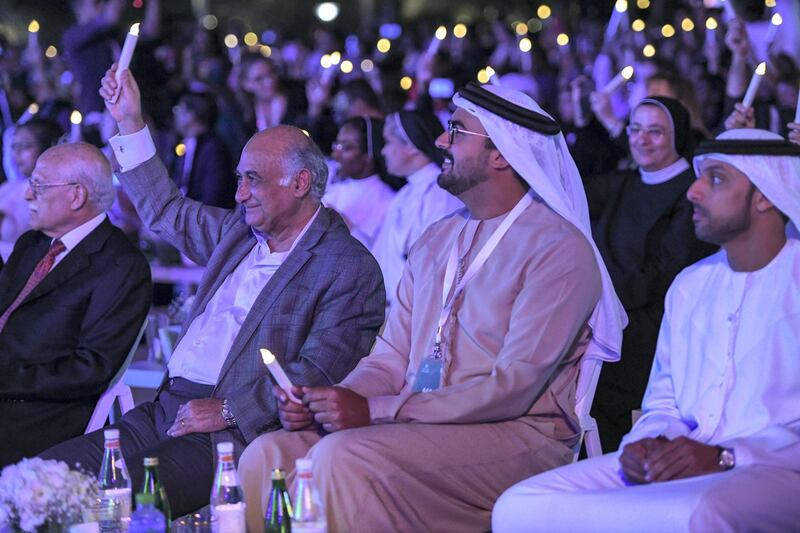 Abu Dhabi, United Arab Emirates - Audience enjoying at the UAE Peace Gathering at Umm Al Emarat Park on February 1, 2019. Khushnum Bhandari for The National