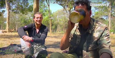 In the trailer, Akshay Kumar can be seen drinking water from elephant dung with Bear Grylls. YouTube / Discovery Channel