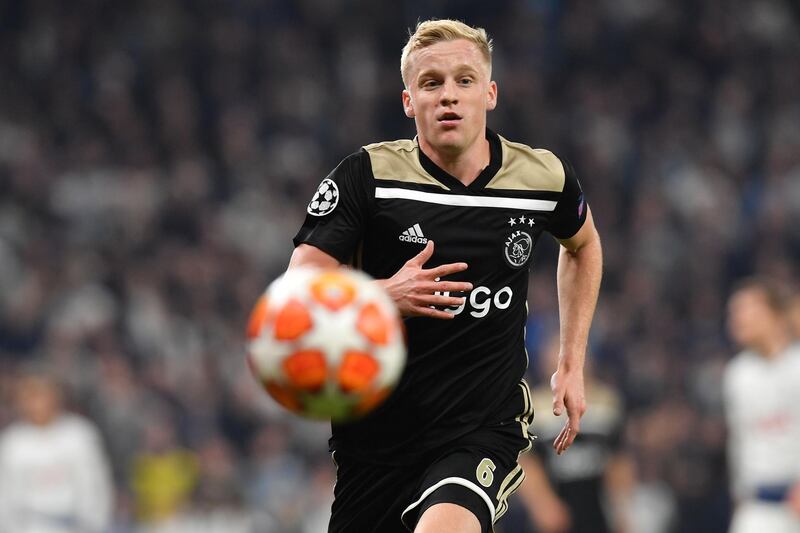 Ajax's Dutch midfielder Donny van de Beek chases the ball. AFP