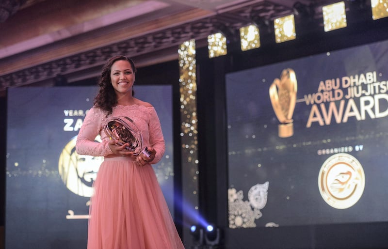 Abu Dhabi, United Arab Emirates - Larissa Paaes wins the WomenÕs World No. 1 at the awards ceremony of the Abu Dhabi World Professional Jiu-Jitsu Championship held at the Emirates Palace on April 29, 2018. (Khushnum Bhandari/ The National)