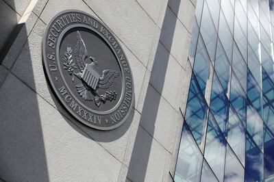 The seal of the U.S. Securities and Exchange Commission (SEC) is seen at their  headquarters in Washington, D.C., U.S., May 12, 2021. Picture taken May 12, 2021. REUTERS/Andrew Kelly