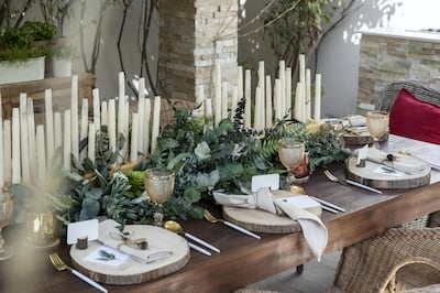 DUBAI UNITED ARAB EMIRATES. 25 NOVEMBER 2020. Tablescaping, the art of setting a table explained. Table settings for the festive season by Katie watson Grant, Founder of Lavender & May. (Photo: Antonie Robertson/The National) Journalist: Janice Rodrigues Section: National.
