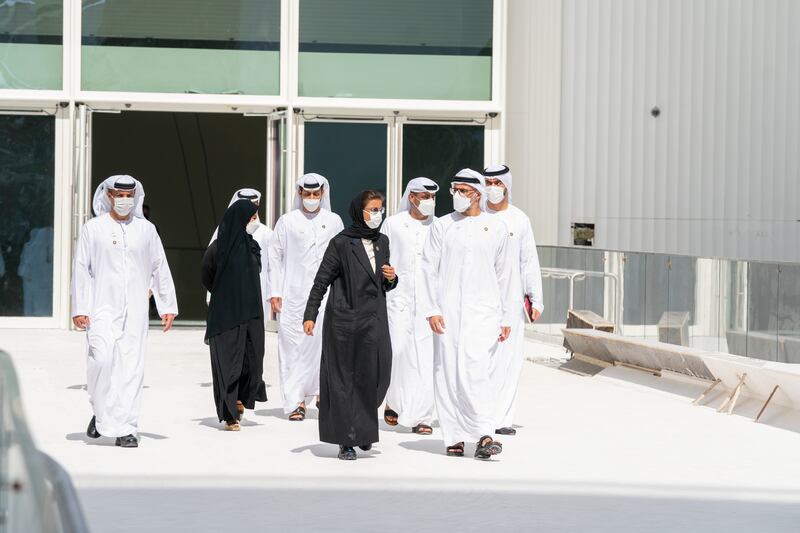 Sheikh Khaled bin Mohamed, member of Abu Dhabi Executive Council and chairman of Abu Dhabi Executive Office, tours the Expo 2020 Dubai site.