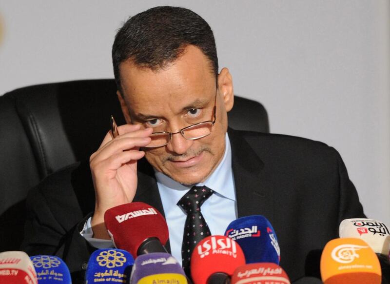 The UN special envoy for Yemen Ismail Ould Cheikh Ahmed announced the suspension of peace talks at press conference in Kuwait city on August 6, 2016. Yasser Al Zayyat / AFP