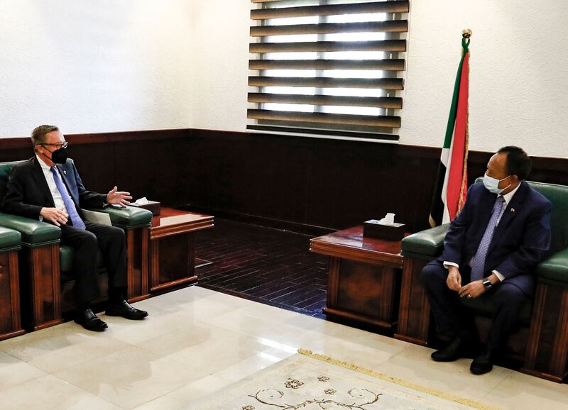 US Special Envoy for the Horn of Africa Jeffrey Feltman met Sudan's Prime Minister Abdalla Hamdok in Khartoum last month. AFP
