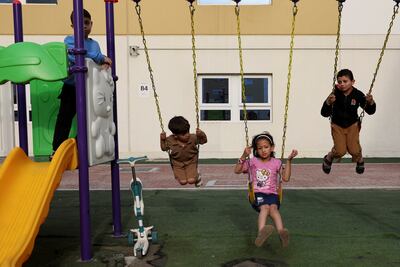 Gazan children being housed at Emirates Humanitarian City play ahead of iftar. Reuters