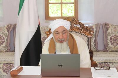 Abdullah bin Bayyah, President of the Forum for Promoting Peace in Muslim Societies, joins a virtual meeting of the UAE’s Fatwa Council. Wam