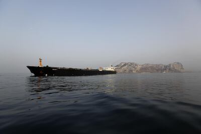 The impounded Iranian crude oil tanker, Grace 1, sits anchored off the coast of Gibraltar, on Saturday, July 20, 2019. Tensions have flared in the Strait of Hormuz in recent weeks as Iran resists U.S. sanctions that are crippling its oil exports and lashes out after the seizure on July 4 of one of its ships near Gibraltar. Photographer: Marcelo del Pozo/Bloomberg