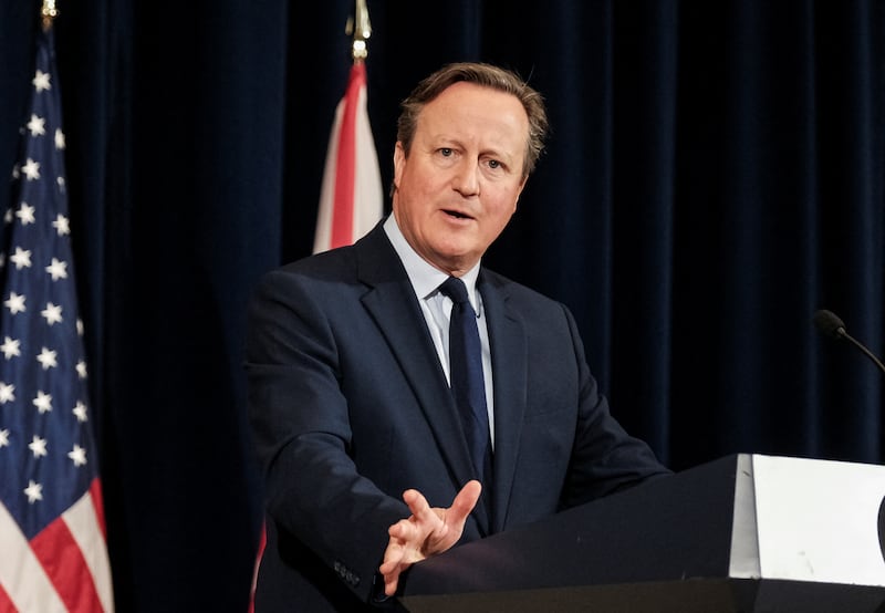David Cameron, the UK Foreign Secretary, speaks at a joint press conference with US Secretary of State Antony Blinken at the State Department in Washington. Reuters