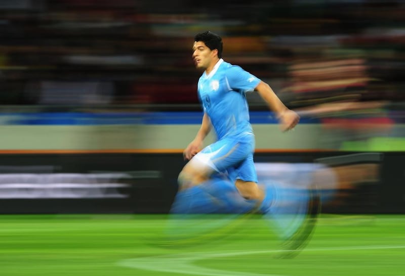 In this file photo, Luis Suarez makes a run for Uruguay at the 2010 World Cup in South Africa. Mike Hewitt / Fifa / Getty Images