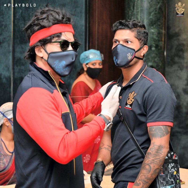 Royal Challengers Bangalore pacer Umesh Yadav, right, before travelling to Dubai for IPL 2020. Courtesy Royal Challengers Bangalore  twitter / @RCBTweets