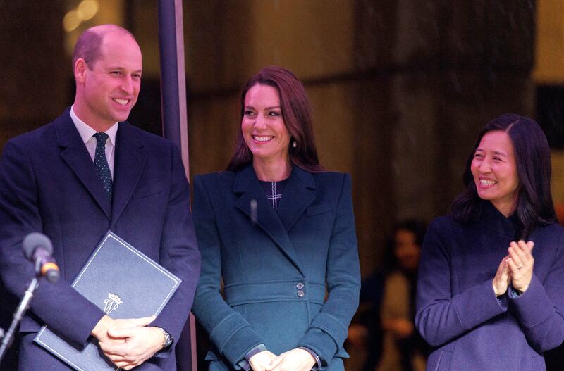 Prince William and his wife Kate attend a welcoming event with Boston Mayor Michelle Wu at City Hall Plaza. EPA