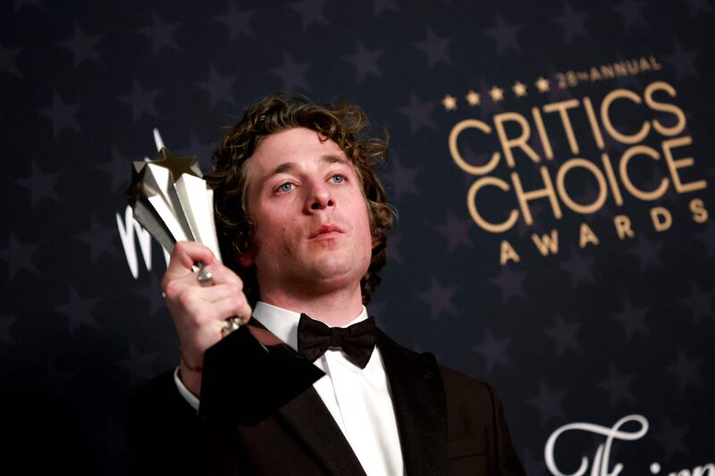 Actor Jeremy Allen White with the award for Best Actor in a Comedy Series for The Bear. AFP