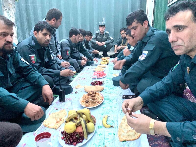 Iftar with Afghan policemen.