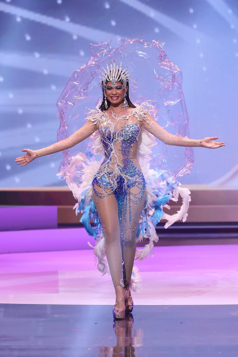 Miss Aruba Helen Hernandez appears onstage at the Miss Universe 2020 National Costume Show at Seminole Hard Rock Hotel & Casino on May 13, 2021 in Hollywood, Florida.  AFP