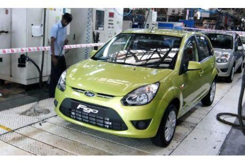 A Figo rolls off the production line in Chennai. Ford's second Indian factory will be in Gujarat state.